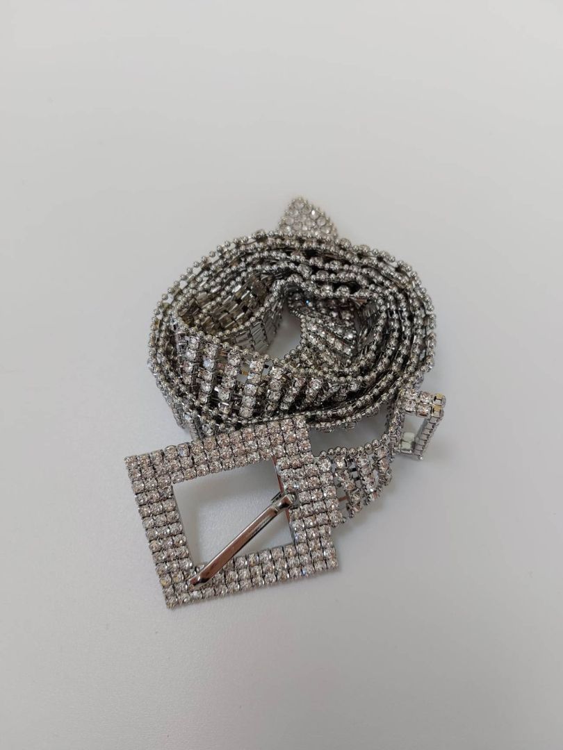Srebrny pasek z diamencikami One Size 1-30-36.jpg