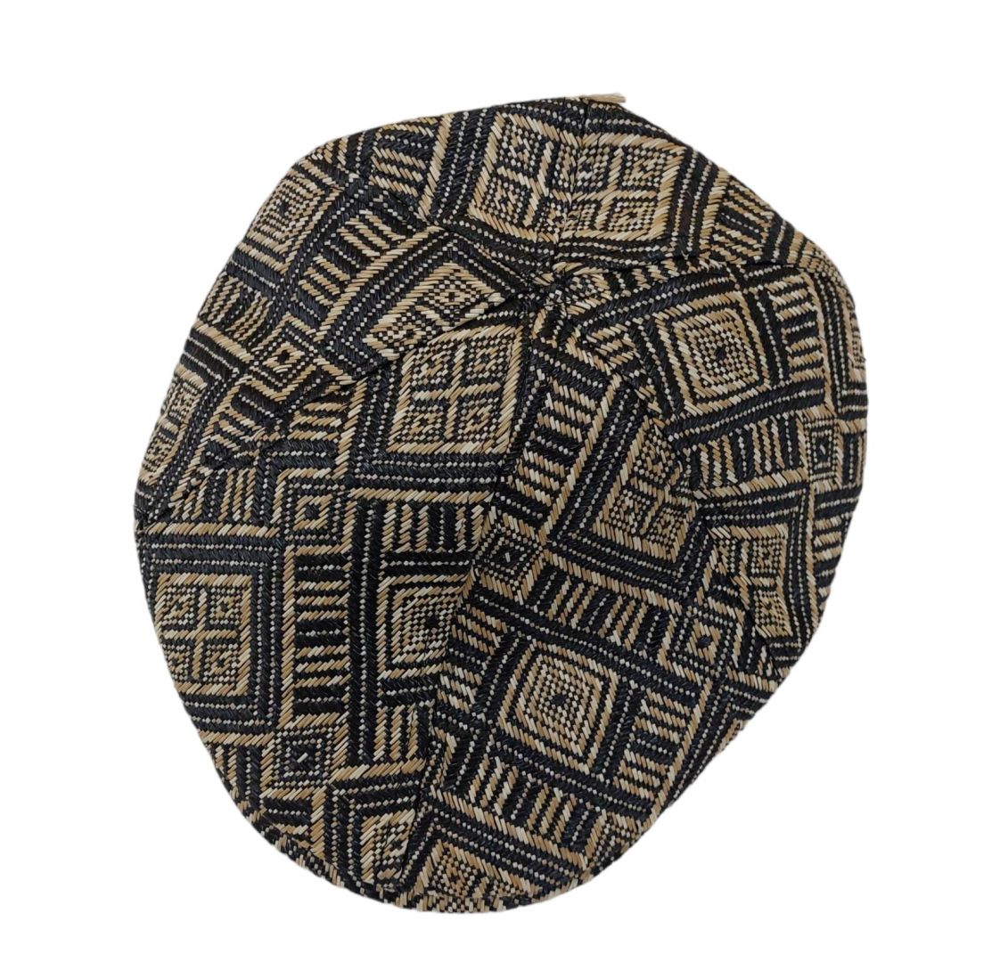 Zara man czarno-beżowa czapka styl beret wzór L 1-50-34.jpg