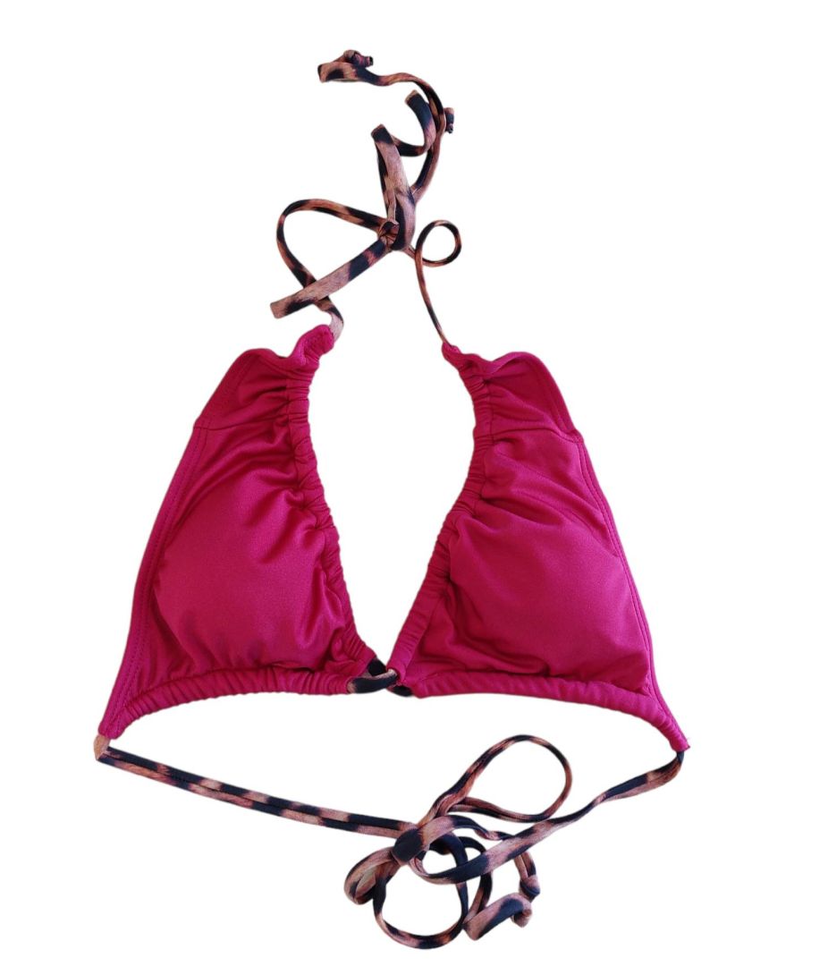 Boohoo różówa góra od bikini sznurki w cętki M 1-87-25.jpg