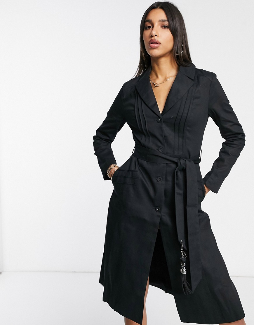 Elvi damski czarny płaszcz maxi slim rozkloszowany 40 258595becbc6da0785b6a8692cee6ce4