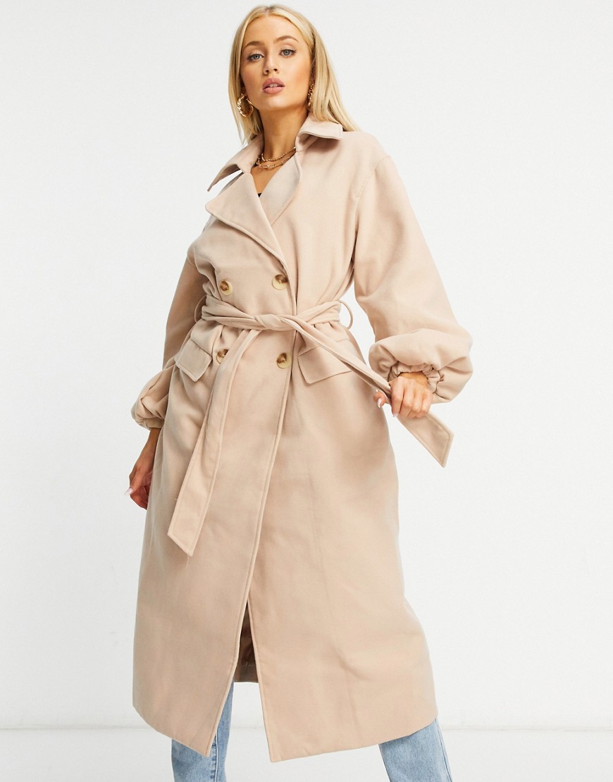 Missguided damski różowy płaszcz maxi 36 450335e03f2230d21085251d2b329035