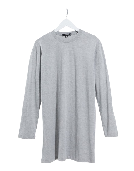 Missguided – Szara sukienka t-shirtowa z długim rękawem 38