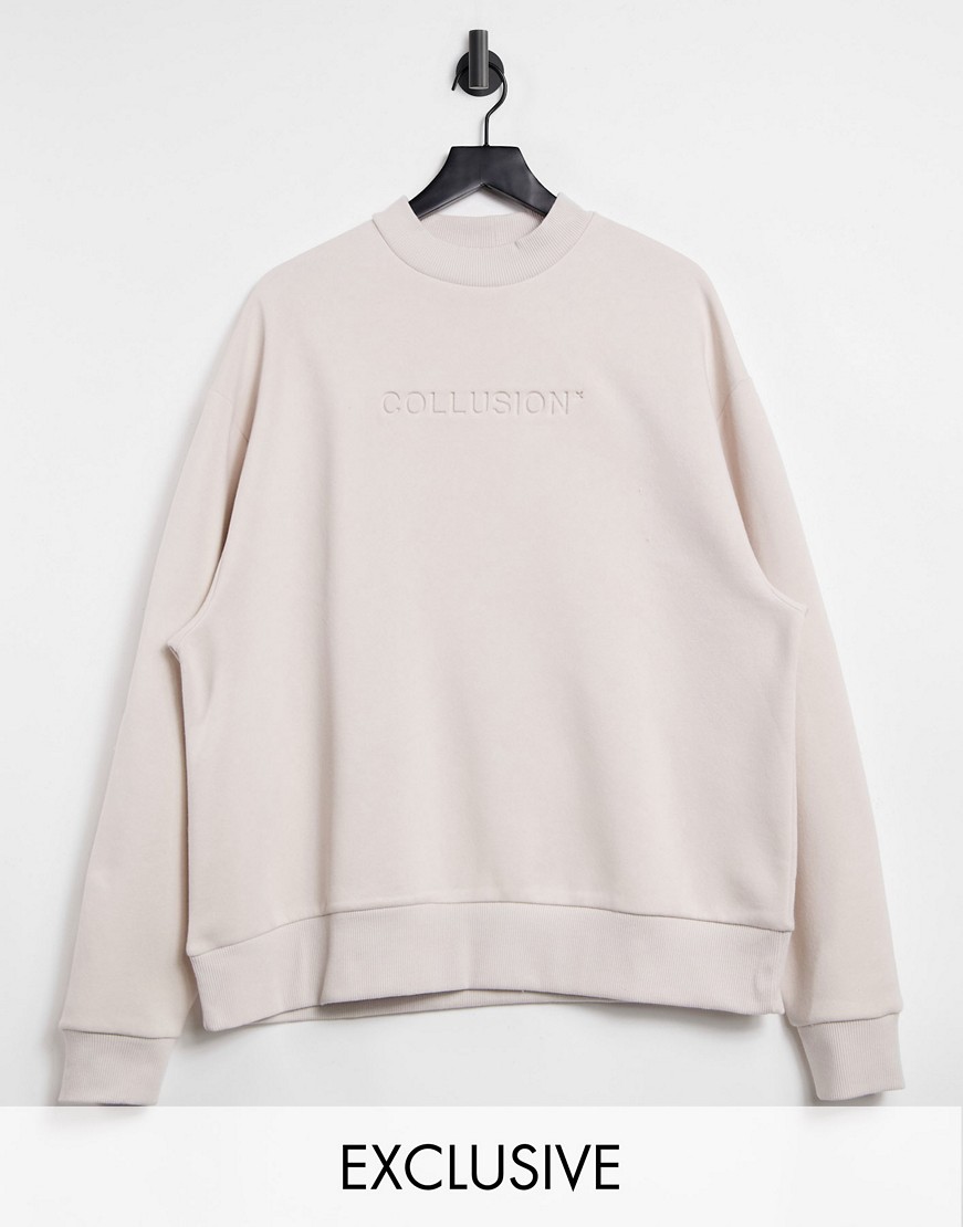 Kremowa bluza oversize z wytłoczonym logo M 8d5c32a1196f6bb85149094bbb68e236