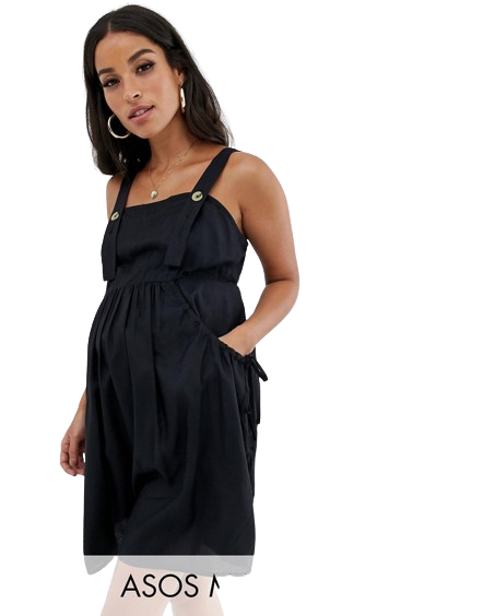 ASOS DESIGN Czarna Mini sukienka ogrodniczka, 44