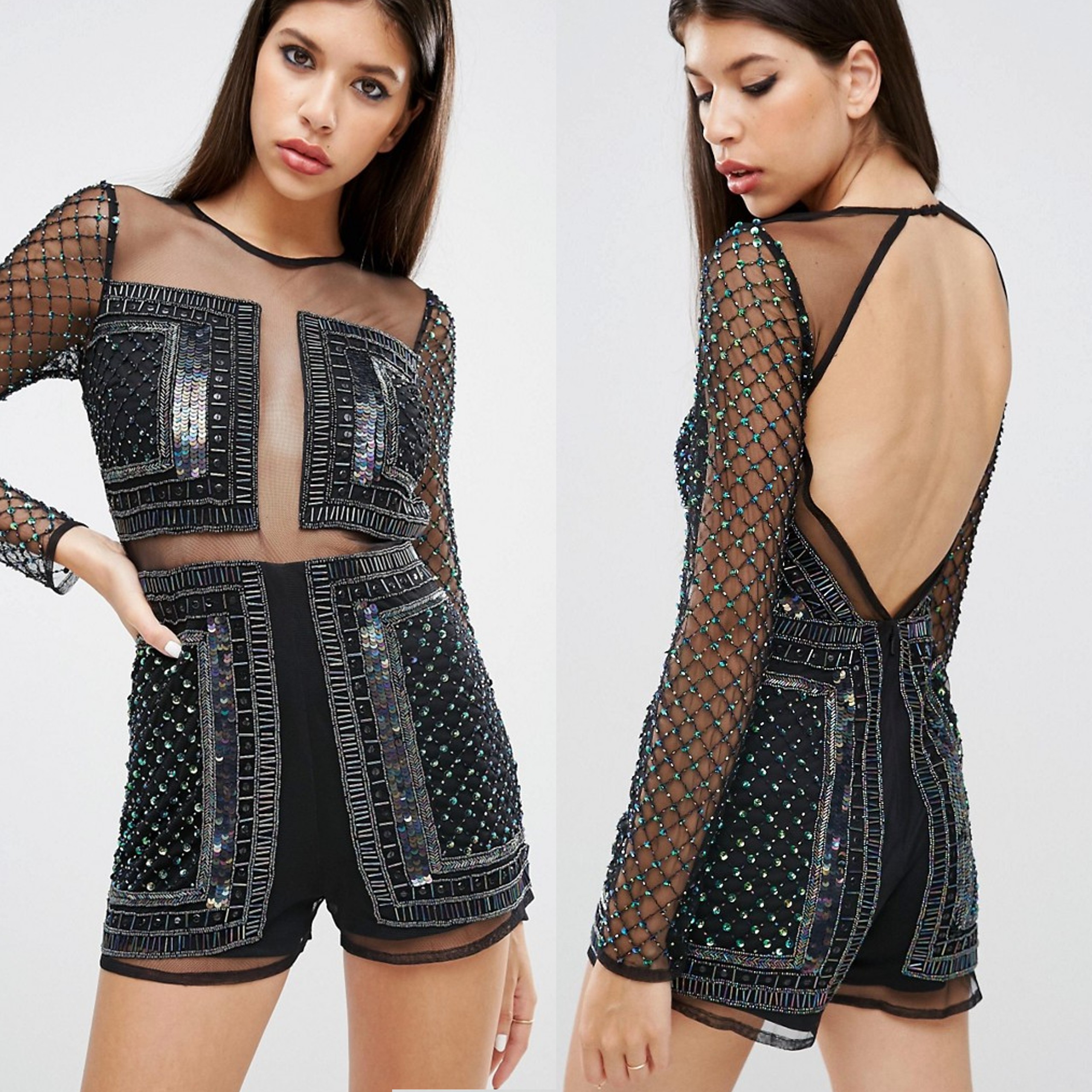 ASOS cekinowy kombinezon czarny defekt M 38 ASOS-cekinowy-kombinezon-czarny-M-38