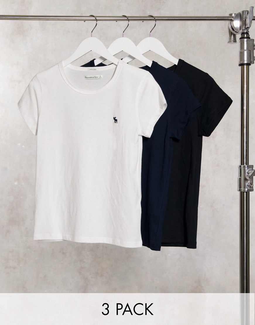 Abercrombie and Fitch bawełniaty damski t-shirt basic 3 pack zestaw M Abercrombie-and-Fitch-bawelniaty-damski-t-shirt-basic-3-pack-zestaw-M