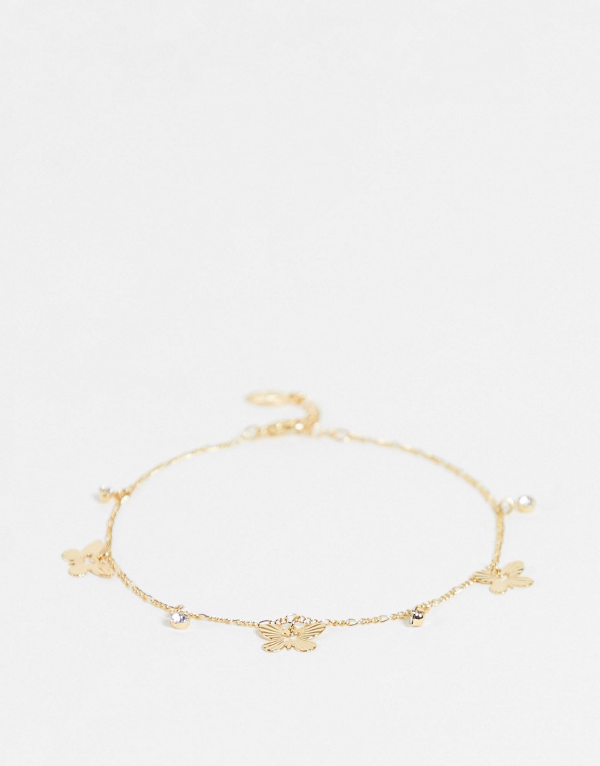 Accessorize złoty łańcuszek na kostkę zawieszki motylki Accessorize-zloty-lancuszek-na-kostke-zawieszki-motylki