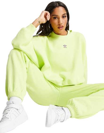 Adidas Originals żółta neonowa krótka bluza oversize z logo defekt 46