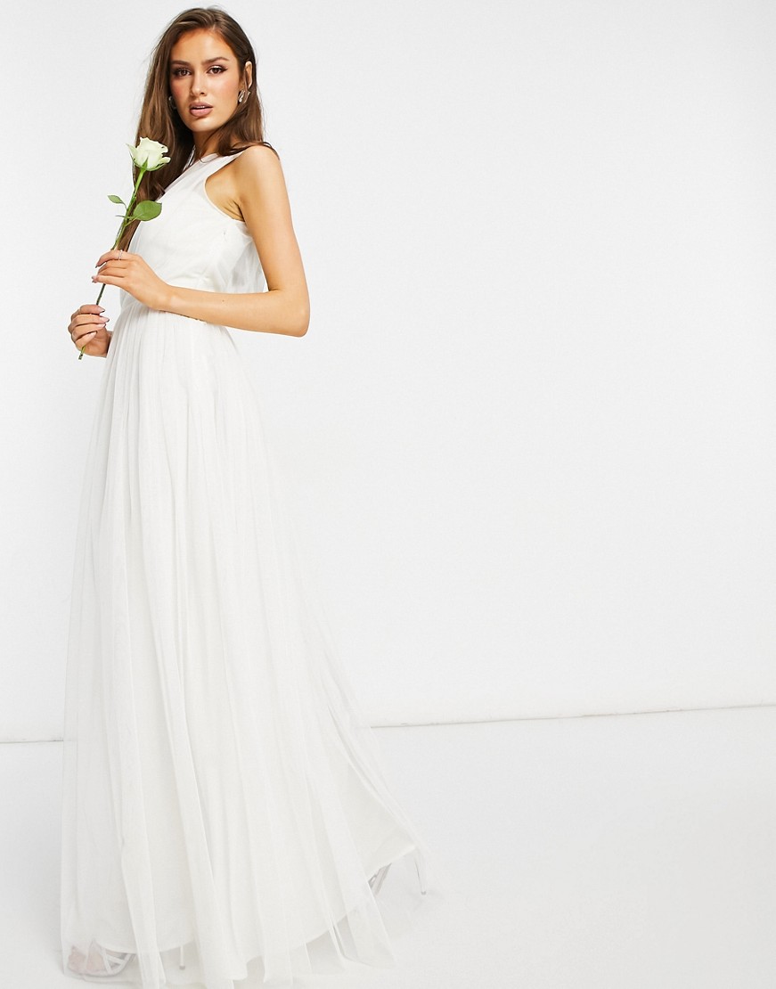 Anaya With Love tiulowa sukienka maxi na jedno ramię ecru 36 Anaya-With-Love-tiulowa-sukienka-maxi-na-jedno-ramie-ecru-36