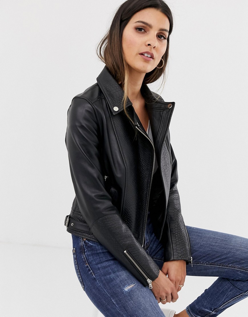 Barneys Originals czarna skórzana Kurtka biker S 36 Barneys-Originals-czarna-skorzana-Kurtka-biker-S-36