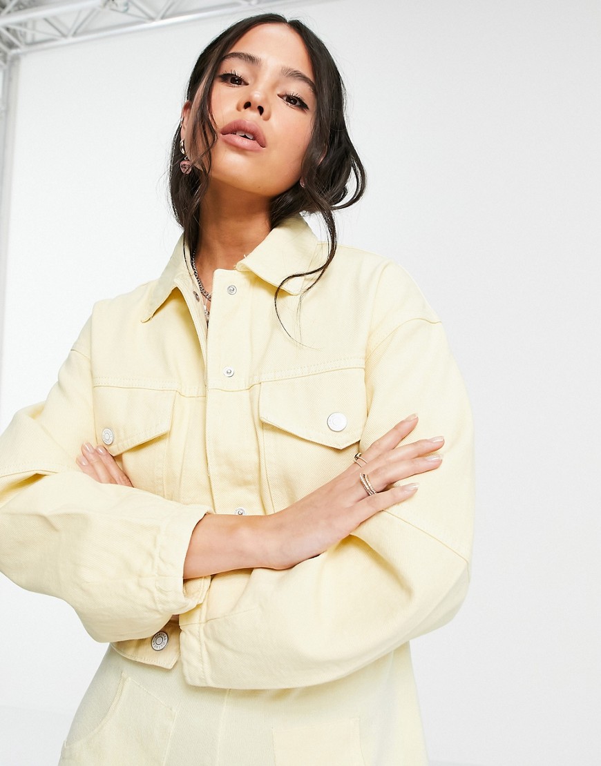 Bershka żółta kurtka z organicznej bawełny S Bershka-zolta-kurtka-z-organicznej-bawelny-S