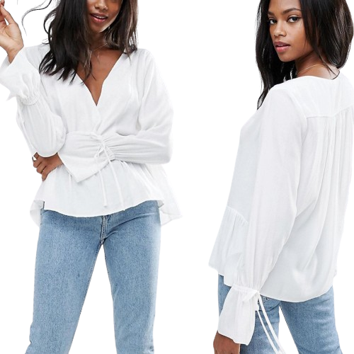 Biała Bluzka z długim rękawem oversize XXS 32