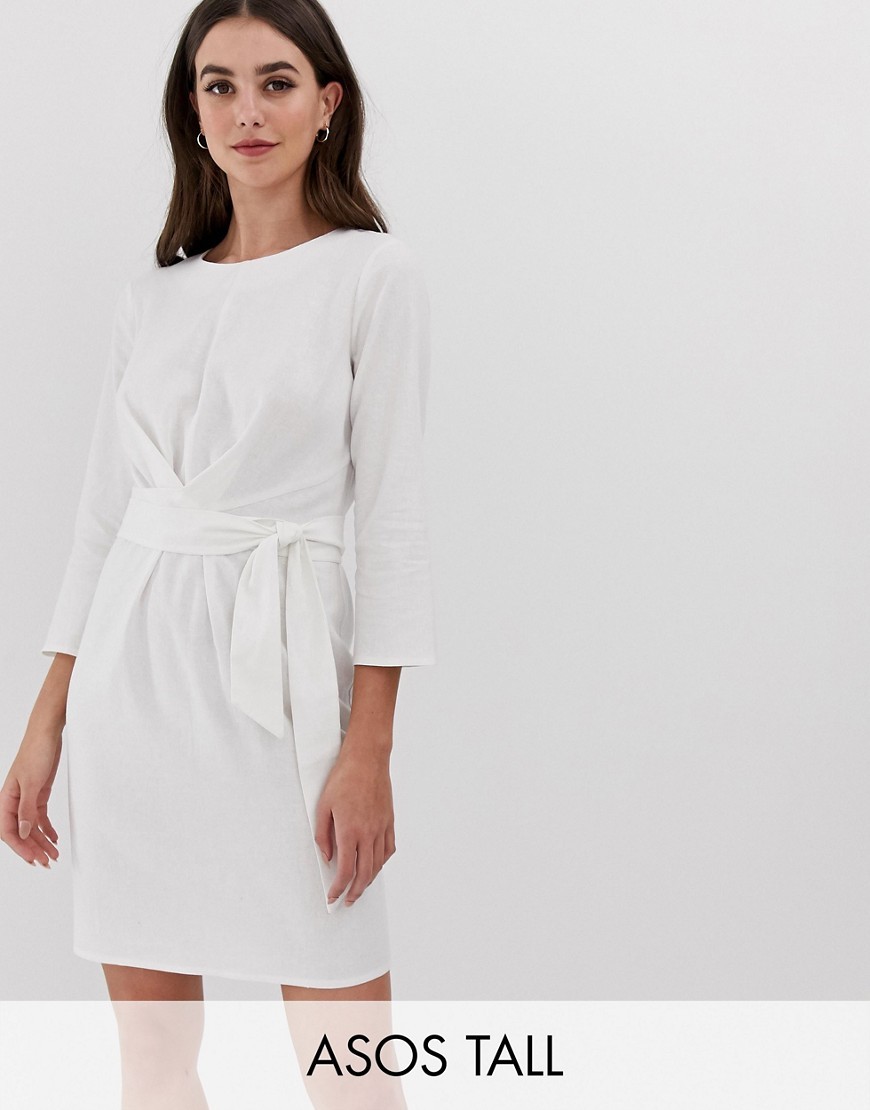 Biala-gladka-Sukienka-mini-wiazana-w-pasie-XXL-44-3 Biala-gladka-Sukienka-mini-wiazana-w-pasie-XXL-44