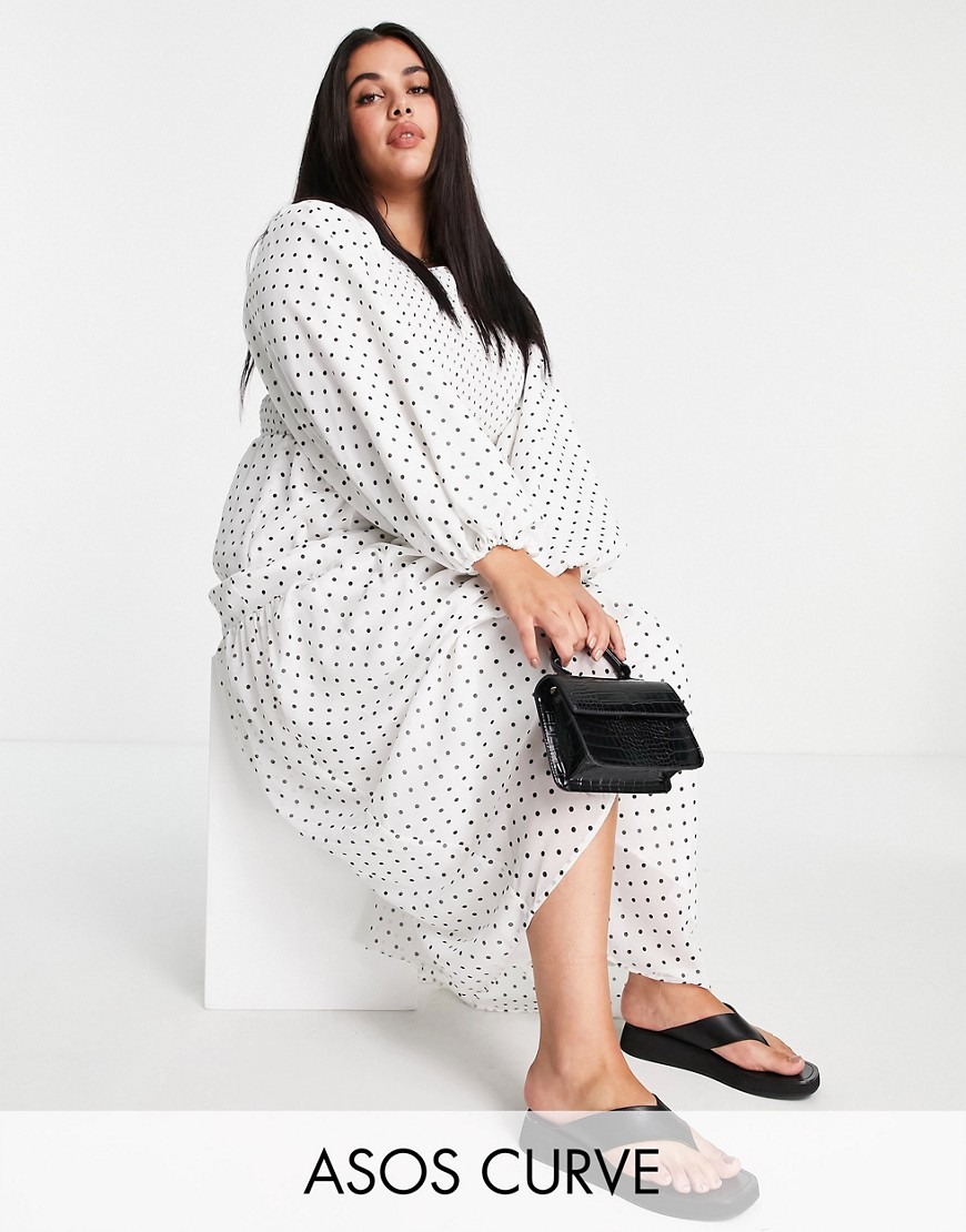 Biała szyfonowa sukienka maxi w groszki plus size 50 Biala-szyfonowa-sukienka-maxi-w-groszki-plus-size-50