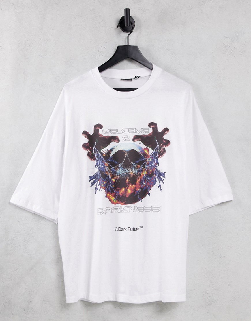 Biały T-shirt oversize z grafiką czaszki z przodu defekt M Bialy-T-shirt-oversize-z-grafika-czaszki-z-przodu-M