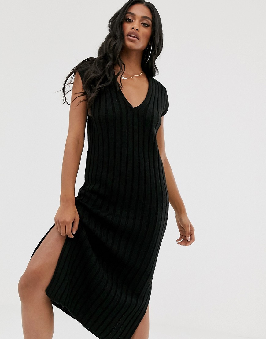 Boohoo czarna Sukienka dzianinowa bez rękawów L 40 Boohoo-czarna-Sukienka-dzianinowa-bez-rekawow-L-40