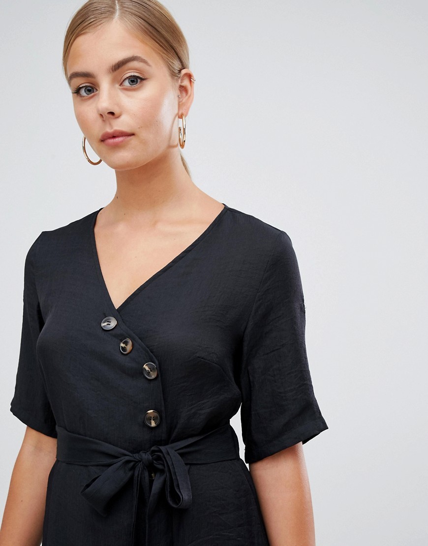 Boohoo-czarna-sukienka-mini-na-guziki-wiazana-XS-34-2 Boohoo-czarna-sukienka-mini-na-guziki-wiazana-XS-34