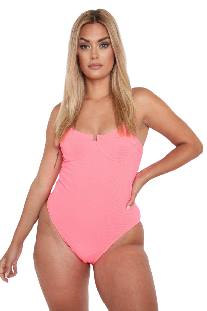 Boohoo damski różowy jednoczęściowy strój kąpielowy plus size 46