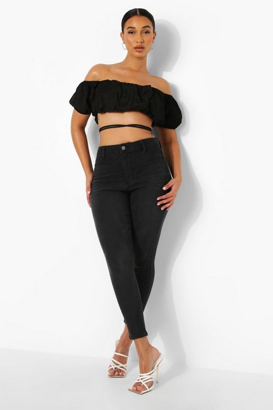 Boohoo-damskie-czarne-spodnie-jeansowe-skinny-XL