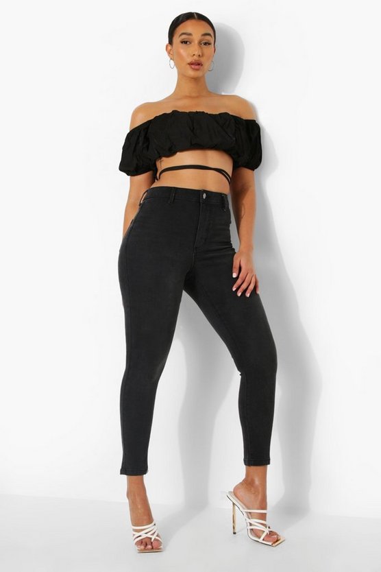 Boohoo-damskie-czarne-spodnie-jeansowe-skinny-XL