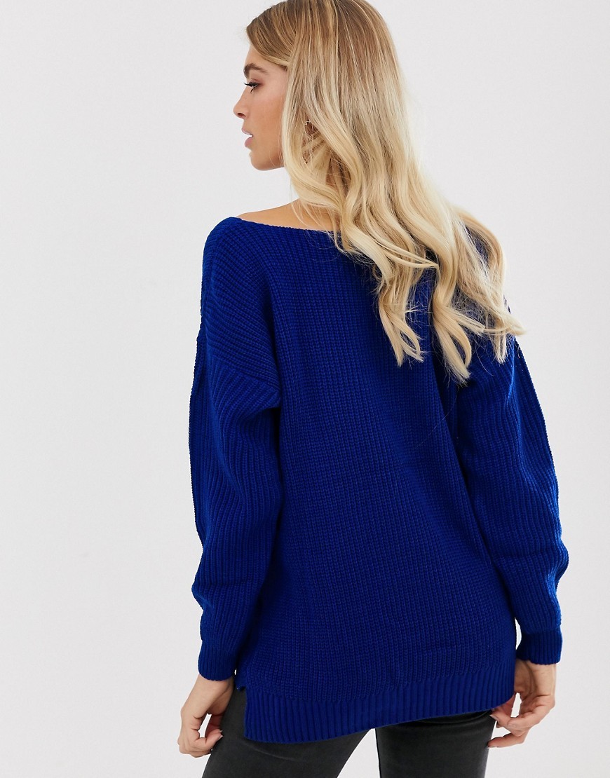 Boohoo-sweter-oversize-damski-dekolt-V-S-M-1 Boohoo-sweter-oversize-damski-dekolt-V-S-M