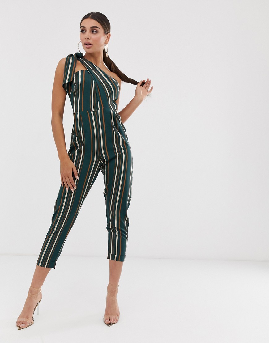 Boohoo zielony kombinezon w paski wiązany na ramieniu M 38 Boohoo-zielony-kombinezon-w-paski-wiazany-na-ramieniu-M-38