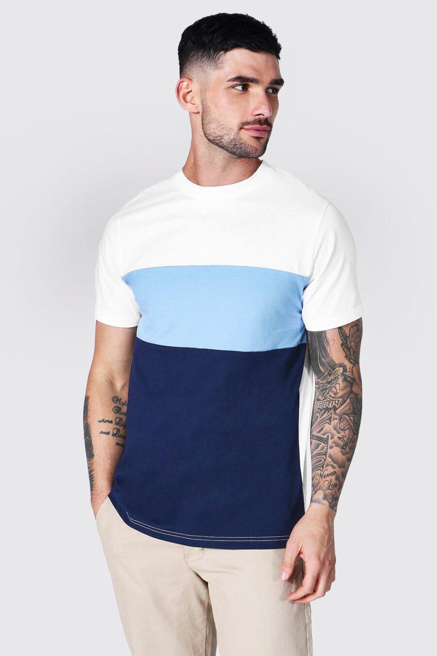 Boohooman-bloki-kolorow-t-shirt-bialy-niebieski-granatowy-XL