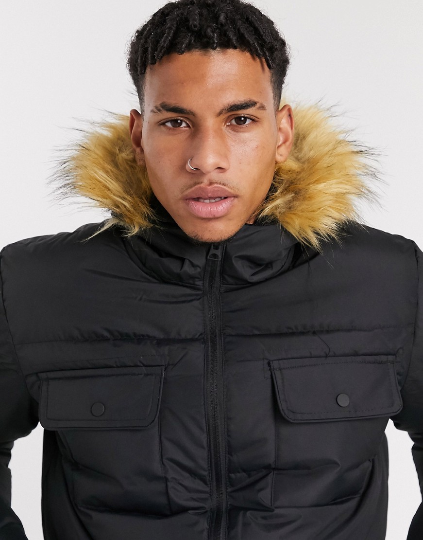 Brave-Soul-Czarna-ocieplana-kurtka-parka-meska-z-kapturem-defekt-M-2 Brave-Soul-Czarna-ocieplana-kurtka-parka-meska-z-kapturem-defekt-M