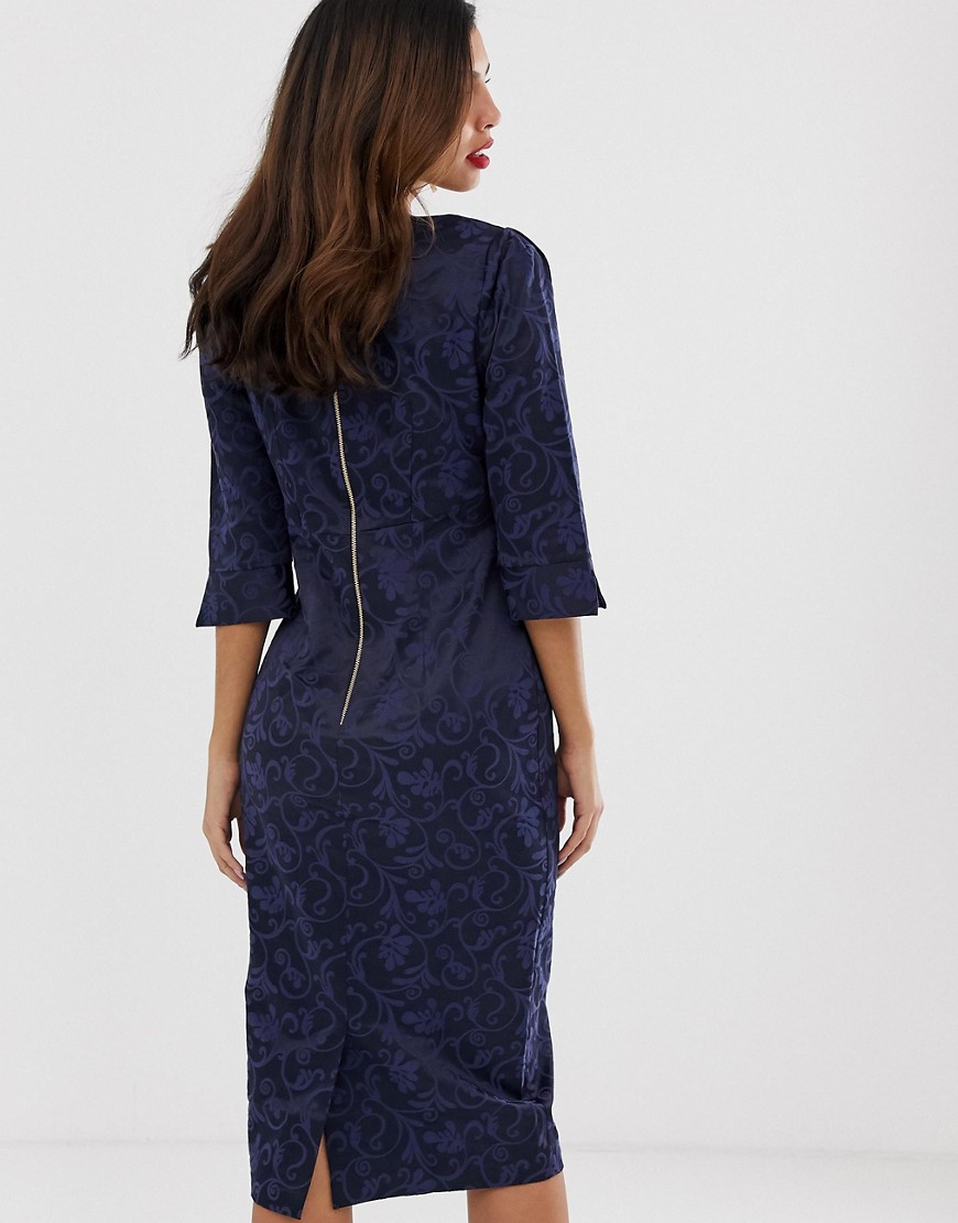 CLOSET-Granatowa-Sukienka-olowkowa-elegancka-we-wzor-XXL-44-1 CLOSET-Granatowa-Sukienka-olowkowa-elegancka-we-wzor-XXL-44