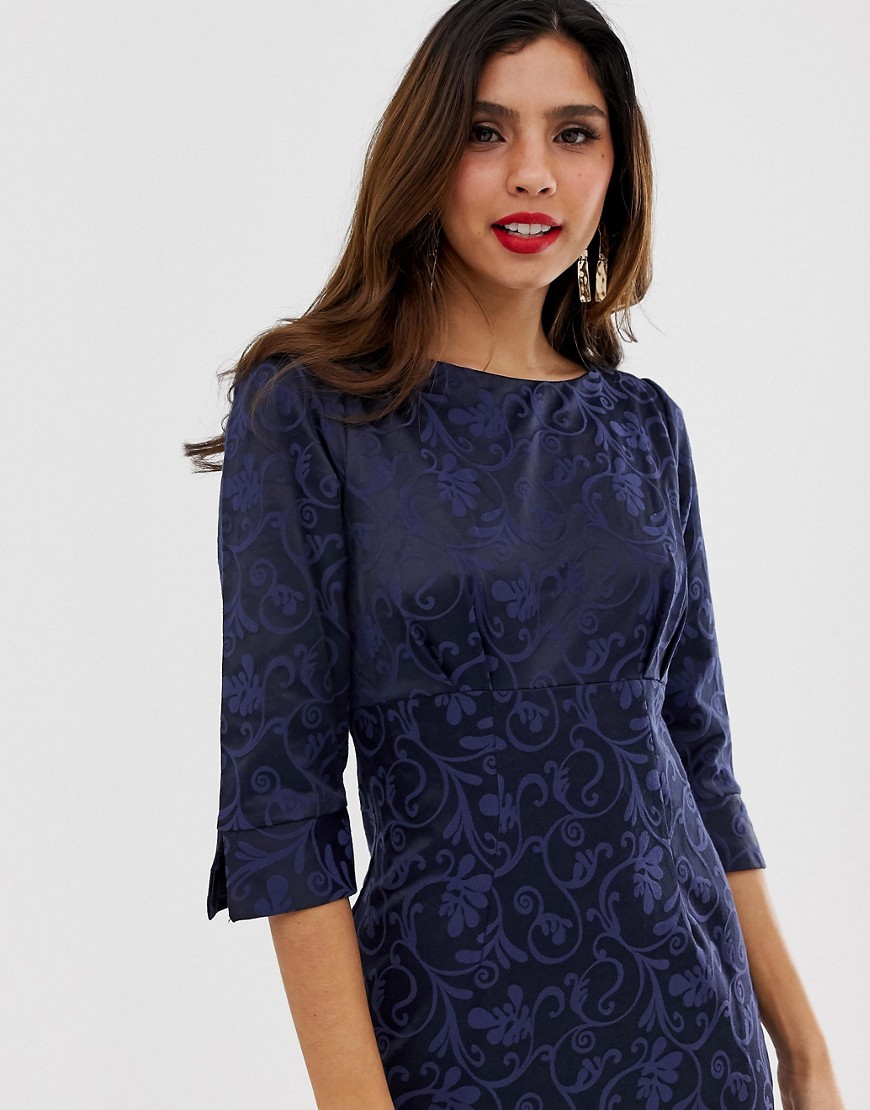 CLOSET-Granatowa-Sukienka-olowkowa-elegancka-we-wzor-XXL-44-2 CLOSET-Granatowa-Sukienka-olowkowa-elegancka-we-wzor-XXL-44