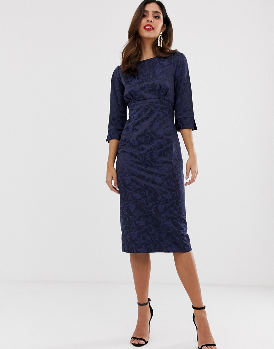 CLOSET-Granatowa-Sukienka-olowkowa-elegancka-we-wzor-XXL-44-3 CLOSET-Granatowa-Sukienka-olowkowa-elegancka-we-wzor-XXL-44