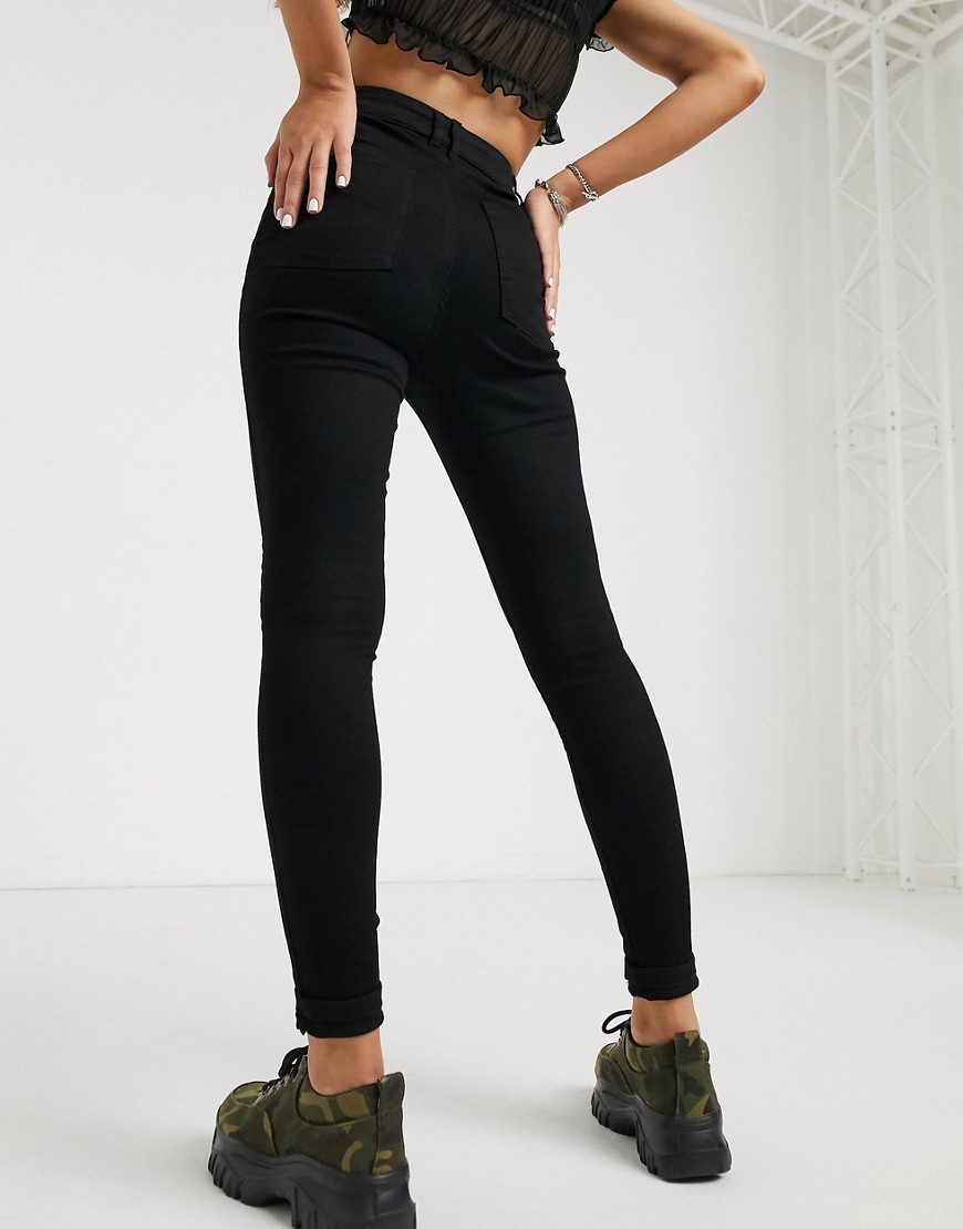 COLLUSION-czarne-Spodnie-jeansowe-dopasowane-W26-L32