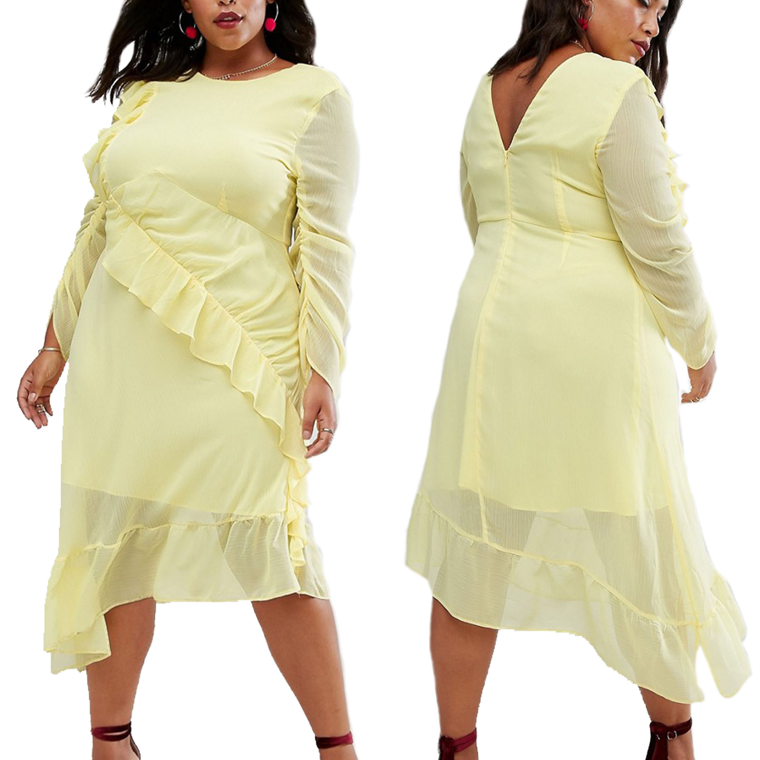 CURVE żółta sukienka plus size 48 CURVE-zolta-sukienka-plus-size-48