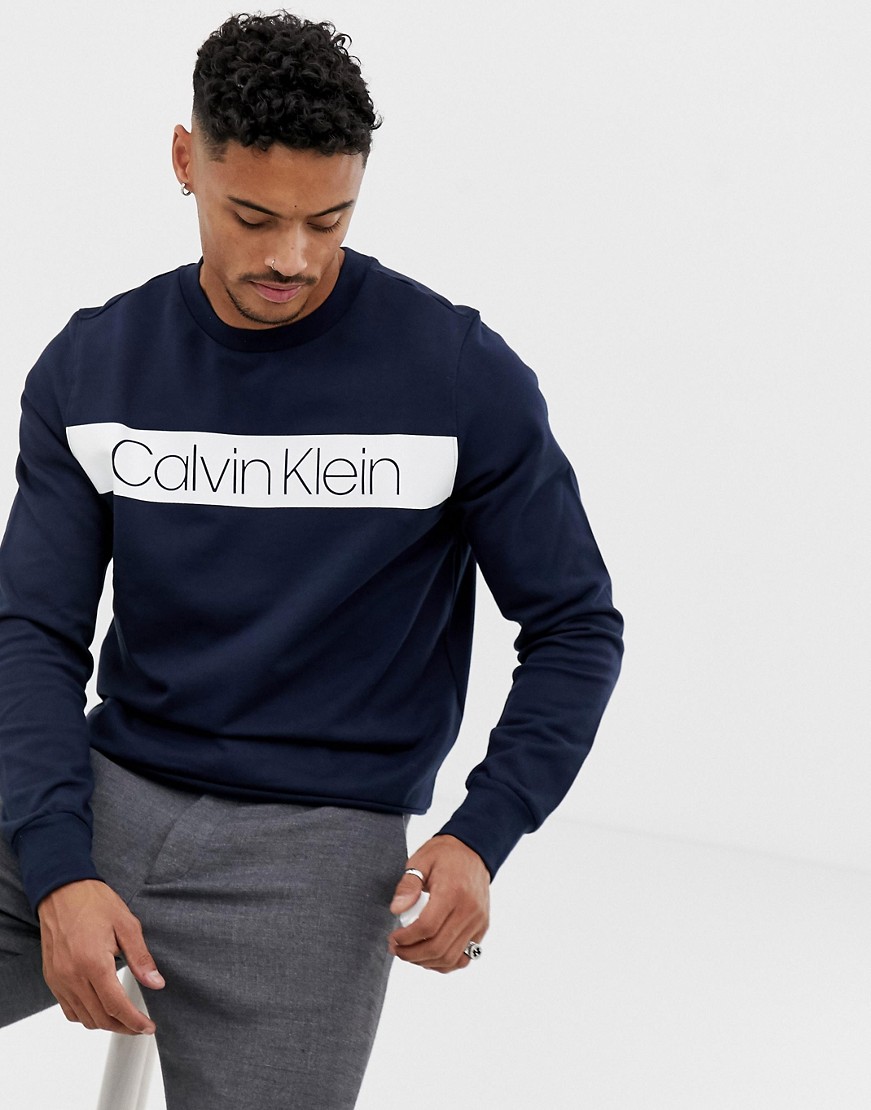 Calvin-Klein-granatowa-bluza-z-paskiem-z-logo-defekt-XL