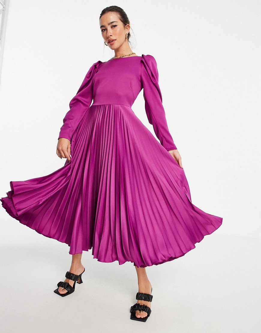 Closet London Jagodowa plisowana sukienka midi używana defekt 38 Closet-London-Jagodowa-plisowana-sukienka-midi-uzywana-defekt-38