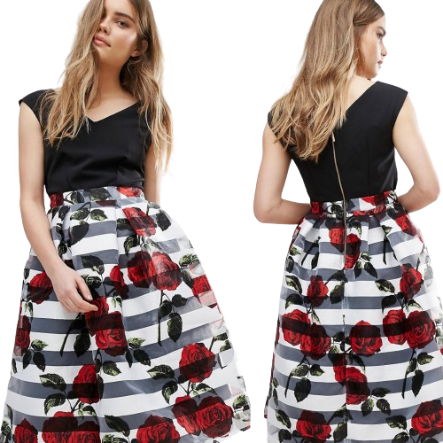 Closet sukienka rozkloszowana kwiaty defekt XL 42
