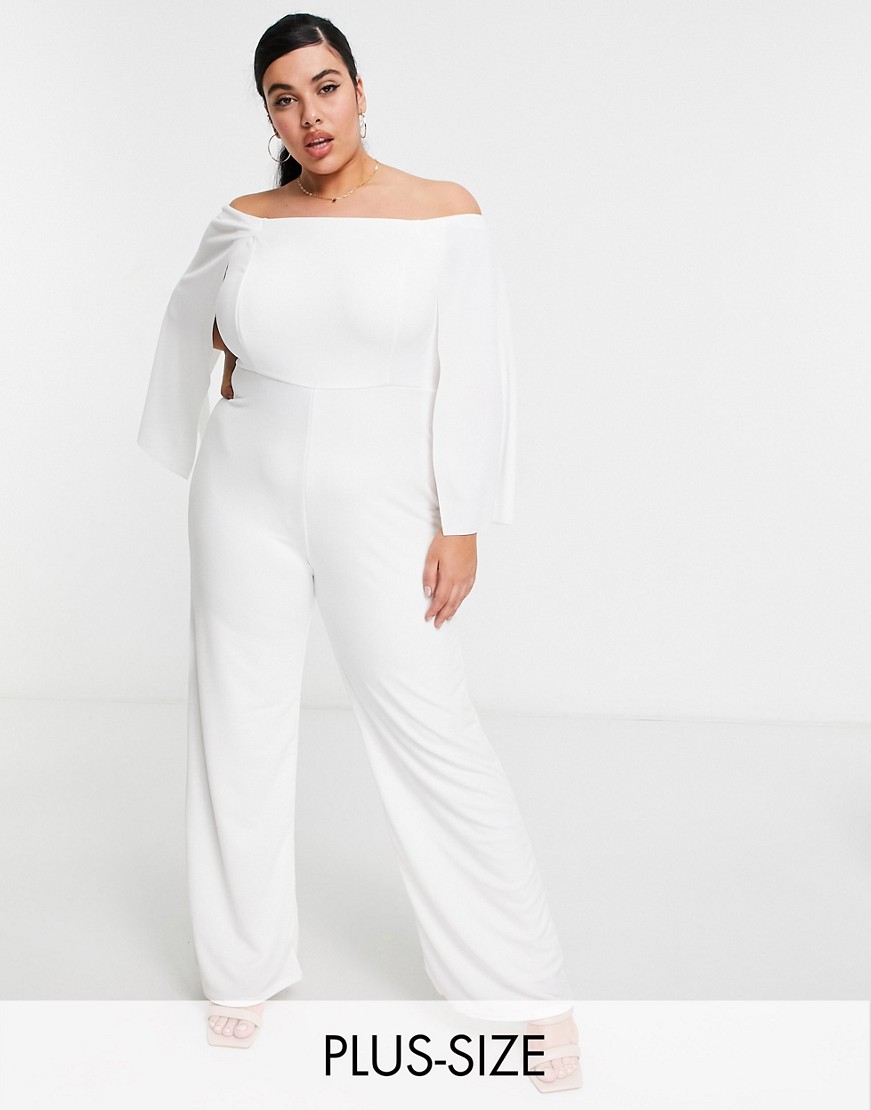 Club L London biały kombinezon z dekoltem bardot i rozkloszowanymi rękawami defekt 44 Club-L-London-bialy-kombinezon-z-dekoltem-bardot-i-rozkloszowanymi-rekawami-44