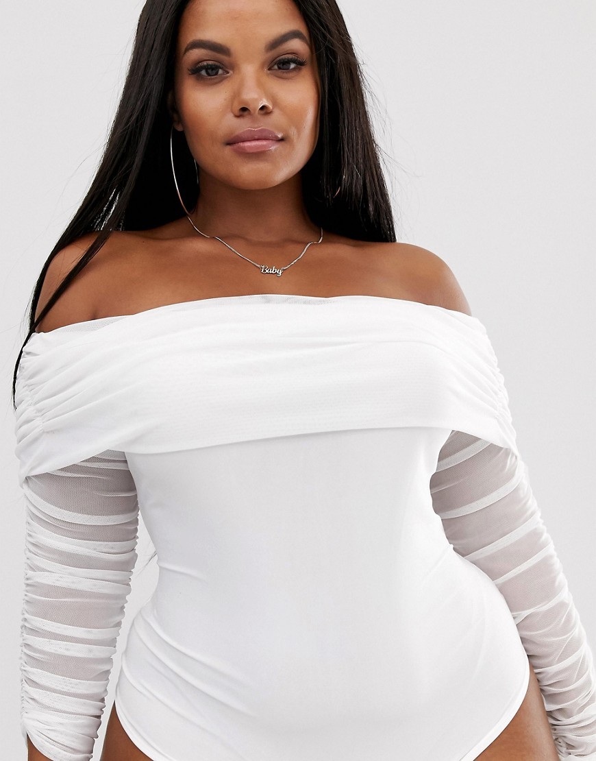 Club L białe body plus size długi rękaw 50 Club-L-biale-body-plus-size-dlugi-rekaw-50