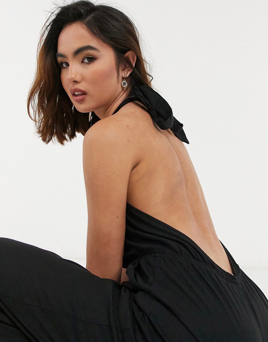 Cotton-On-czarny-kombinezon-z-szerokimi-nogawkami-i-dekoltem-halter-L-2 Cotton-On-czarny-kombinezon-z-szerokimi-nogawkami-i-dekoltem-halter-L
