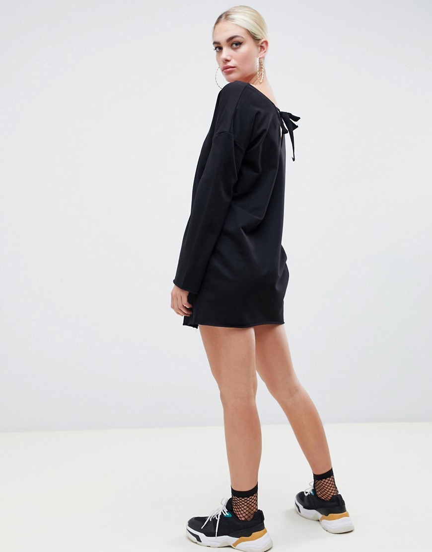 Czarna-Sukienka-dresowa-mini-luzna-defekt-S-36-3 Czarna-Sukienka-dresowa-mini-luzna-defekt-S-36