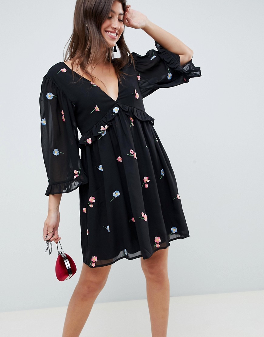 Czarna Sukienka zdobiona mini na lato XL 42 Czarna-Sukienka-zdobiona-mini-na-lato-XL-42