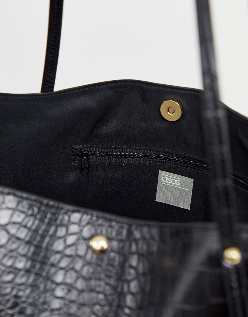 Czarna-Torebka-shopper-bag-krokodyl-urwany-pasek-3 Czarna-Torebka-shopper-bag-krokodyl-urwany-pasek