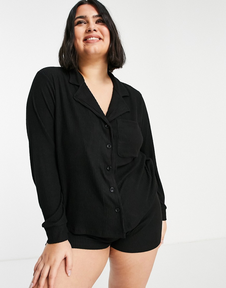 Czarna-prazkowana-pizama-koszula-i-szorty-plus-size-defekt-52-3 Czarna-prazkowana-pizama-koszula-i-szorty-plus-size-defekt-52