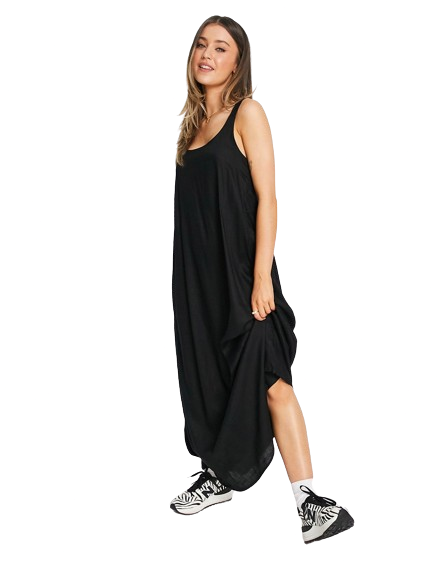 Czarna sukienka maxi na lato odkryte plecy 38