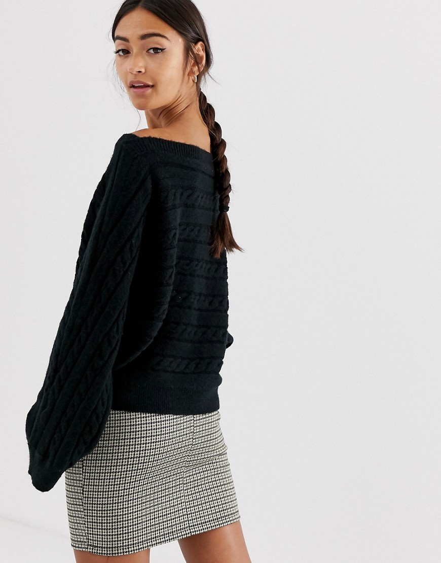 Czarny-Sweter-pleciony-skrocony-mily-XS-34-1 Czarny-Sweter-pleciony-skrocony-mily-XS-34