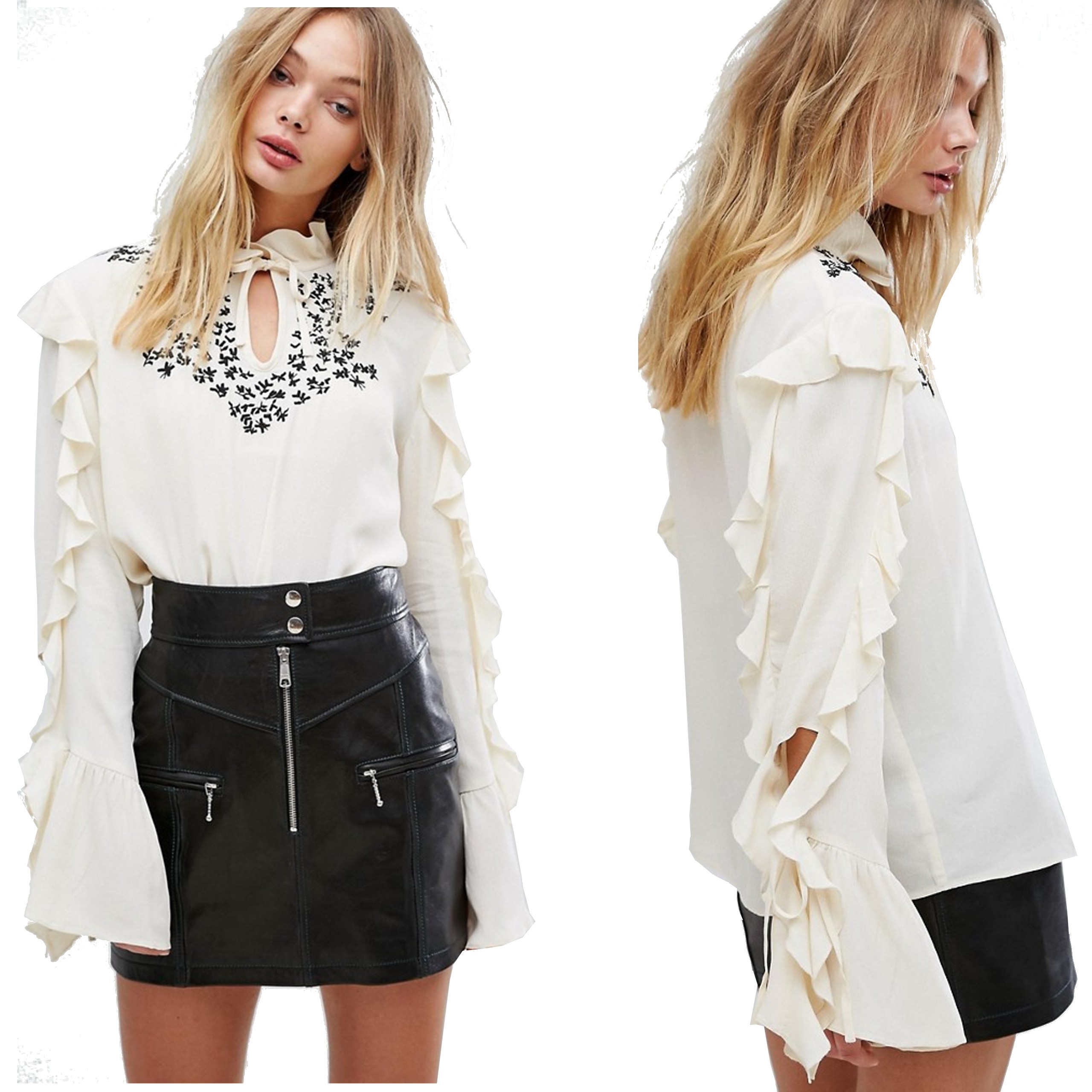 Millie Mackintosh ecrue bluzka z falbaną S 36 D12-Millie-Mackintosh-bluzka-z-falbana-S-36