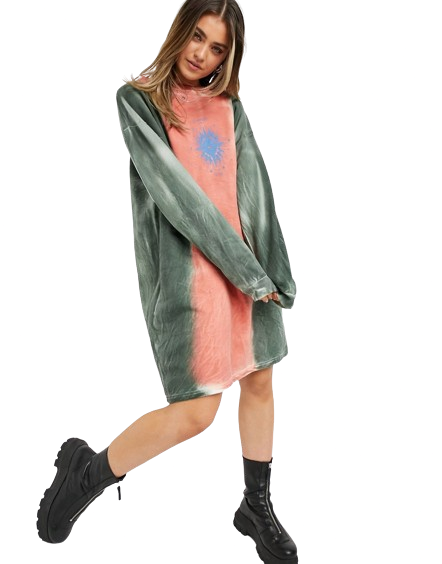 Daisy Street sukienka t shirtowa z efektem tie dye i nadrukiem 36