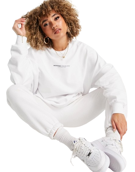 Damska biała bluza oversize z logo na plecach defekt XS
