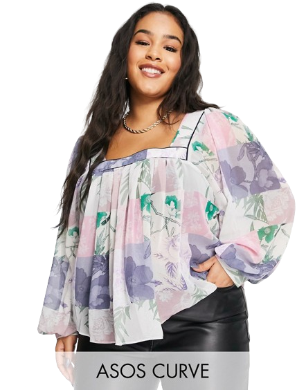 Damska fioletowa prześwitująca bluzka plus size 46