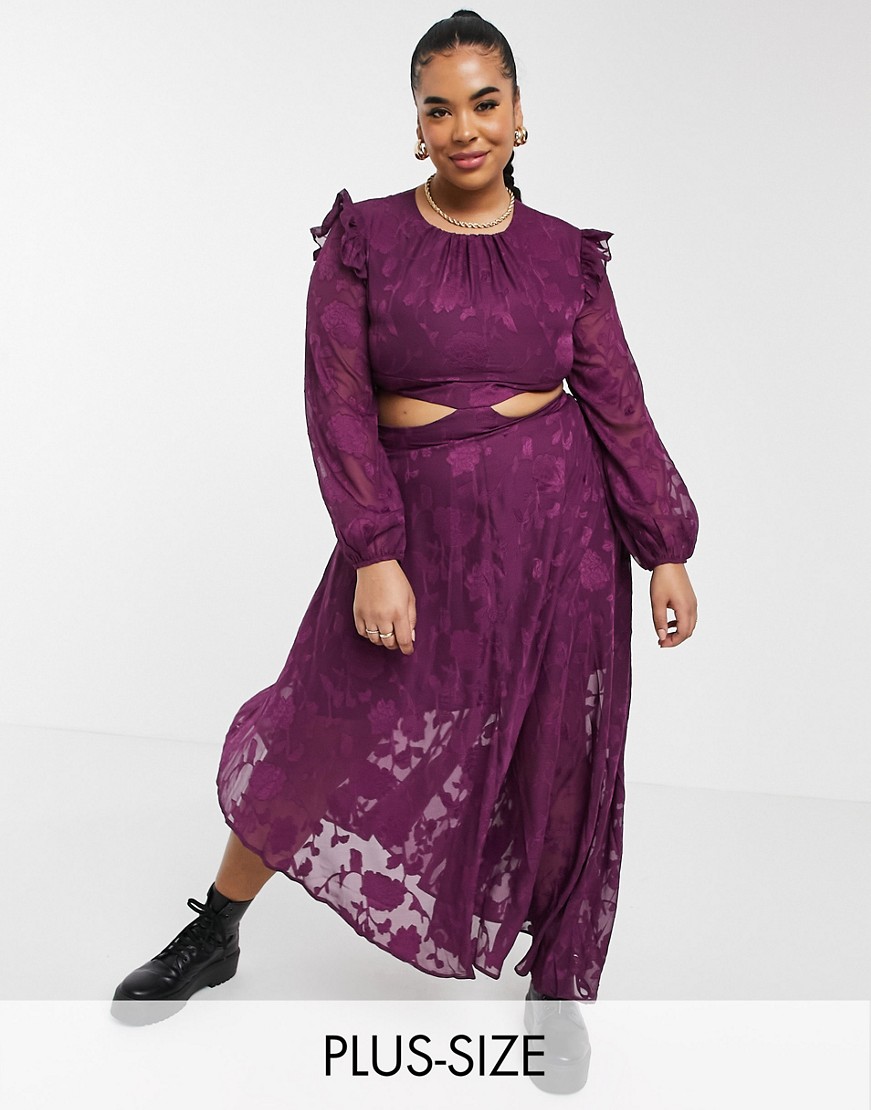 Dark Pink fioletowa sukienka midi z wycięciami plus size defekt 50 Dark-Pink-fioletowa-sukienka-midi-z-wycieciami-plus-size-50